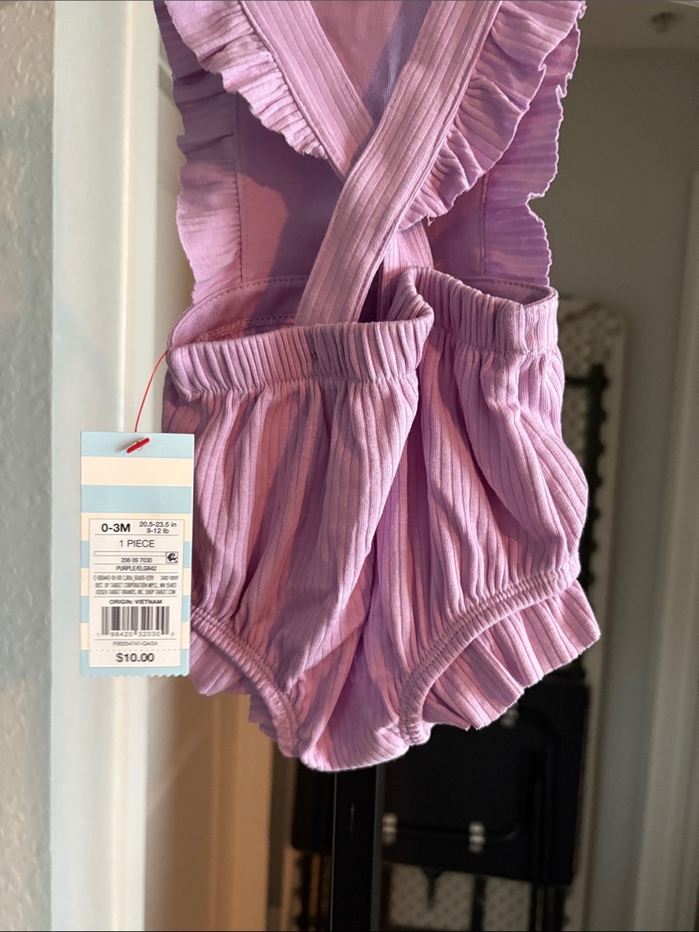 Cat & Jack Lilac Ribbed Ruffle Romper - Picture 8 of 8